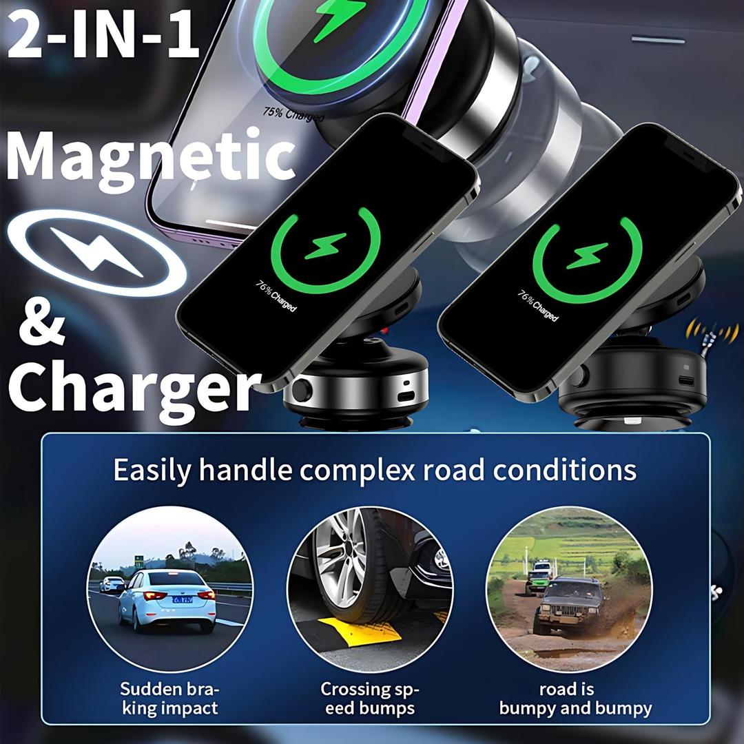 Magnetic Wireless Car Charger Mount - Fast Charging and Secure Hold